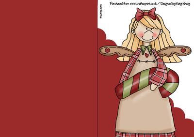 Christmas Angel Candy Cane A5 Shaped Print & Fold Card