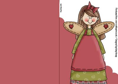 Christmas Angel & Hearts A5 Shaped Front Print & Fold Card