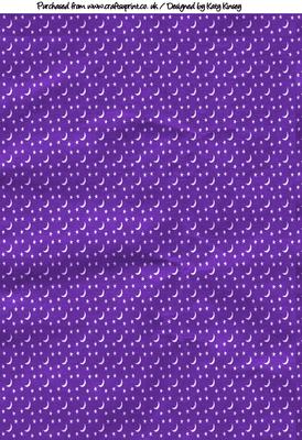 Moon and Stars on Purple Backing Paper