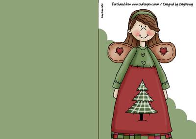 Christmas Angel with Tree A5 Shaped Front Print Fold Card