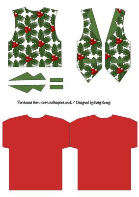 Just Holly Christmas Shaped Waistcoat Card Kit