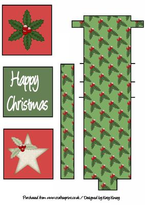 Christmas Holly Waterfall Card Sheet