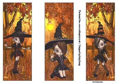 Maeveen Witch Halloween Set of Three Bookmarks