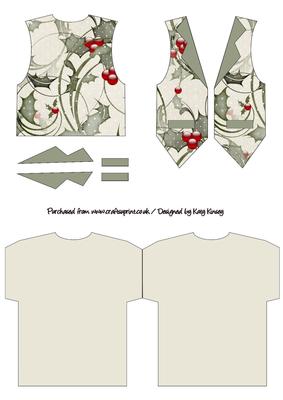 Deck the Halls Christmas Shaped Waistcoat Card