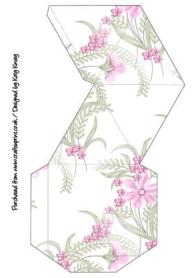 Pretty Pink Flowers Pyramid Gift Box