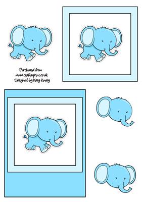 Cute Baby Elephant Simple Decoupage