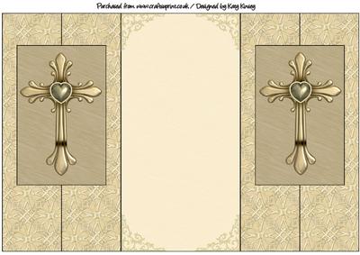 Golden Cross Sympathy Double Foldback Card