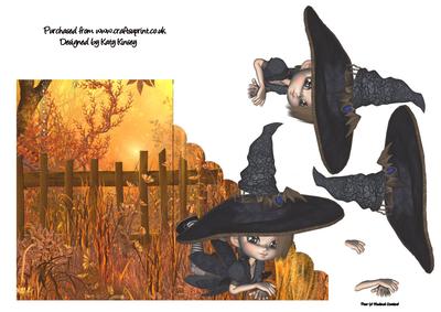 Maeveen Witch Halloween Shaped Front Print & Fold Card