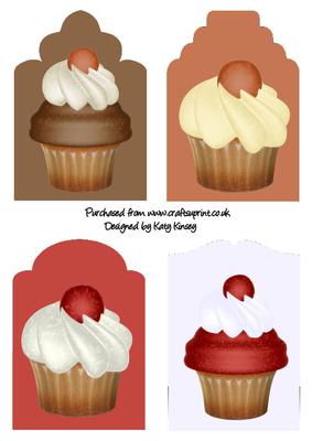 Set of Four Birthday Cupcake Tag Toppers