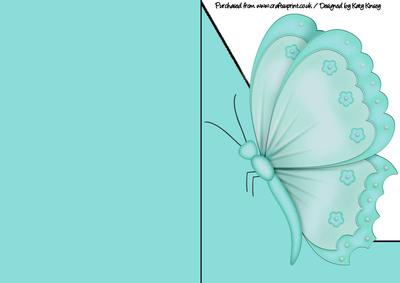 Turquoise Butterfly A5 Shaped Front Print and Fold Card