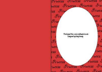 Princess Wording Oval Aperture Card in Red