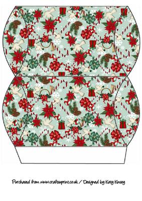 Christmas Jumble Pillow Box in Green