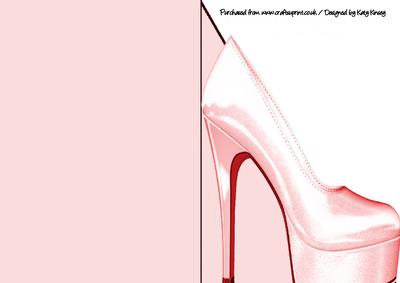 High Heel Shoe Print and Fold Shaped Front Card in Peach
