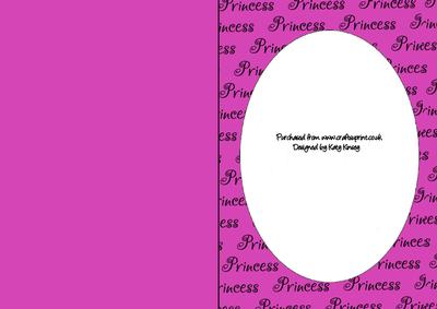 Princess Wording Oval Aperture Card in Bright Pink