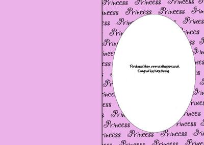 Princess Wording Oval Aperture Card in Pale Pink