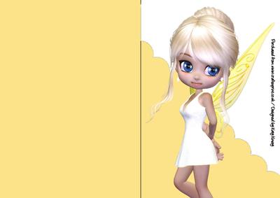 Little Fairy in White A5 Shaped Front Print and Fold Card