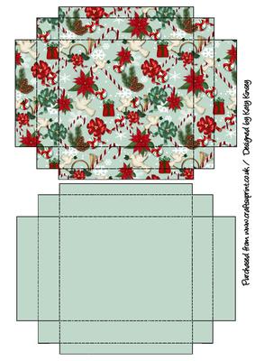 Christmas Jumble Gift Box with Lid in Green