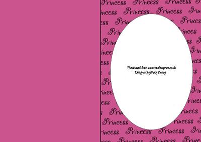 Princess Wording Oval Aperture Card in Medium Pink