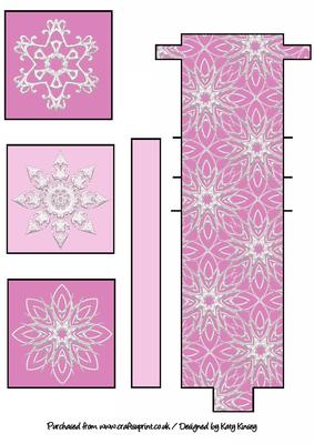 Snowflakes on Pink Waterfall Card Sheet