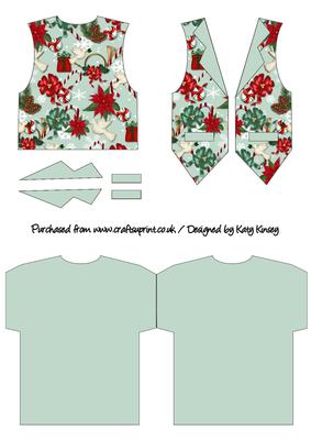 Christmas Jumble in Green Waistcoat Shaped Card