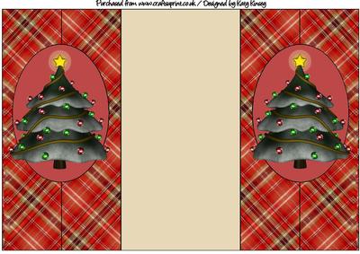 Christmas Tree Tartan Double Foldback Card