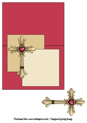 Ornate Cross Over the Edge Card in Red