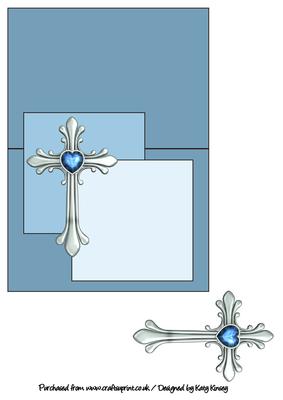 Ornate Cross Over the Edge Card in Blue