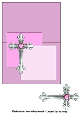 Ornate Cross Over the Edge Card in Pink