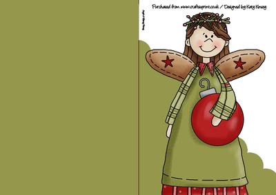 Christmas Angel with Bauble A5 Shaped Print & Fold Card