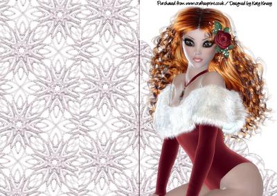 Christmas Cutie in Auburn A5 Shaped Front Print & Fold Card