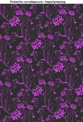 Vibrant Purple Flowers on Black Background Sheet