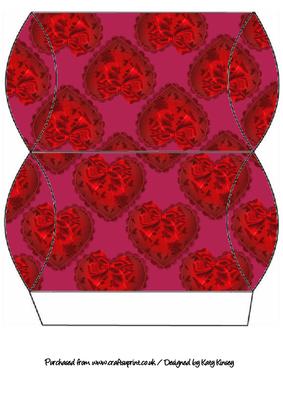 Valentines Hearts Pillow Gift Box in Red