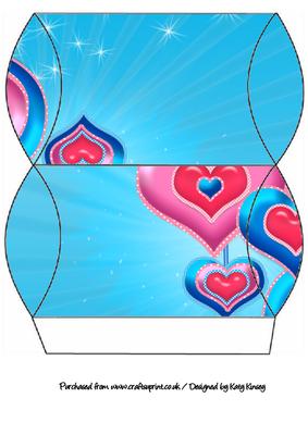 Valentines Hearts Pillow Gift Box in Blue