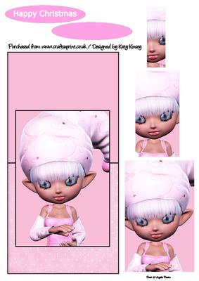 Pinkie the Christmas Elf Over the Edge Card Simple Pyramage