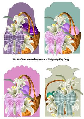 Set of Four Easter Basket Tag Toppers