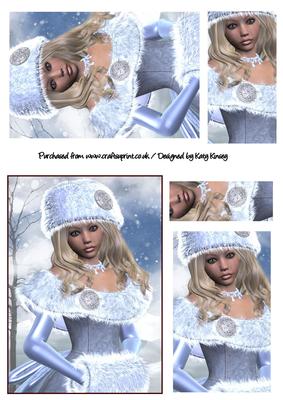 Winter Lady in Blue Pyramage Sheet