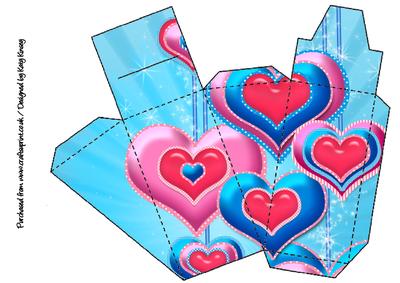 Valentines Hearts Cake Slice Gift Box in Blue