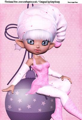 Pinkie the Christmas Elf A4 Card Topper