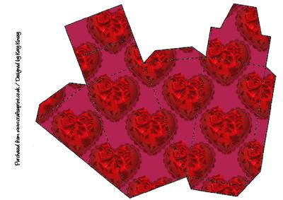 Valentines Hearts Cake Slice Gift Box in Red