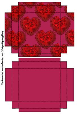 Valentines Hearts Gift Box with Lid in Red