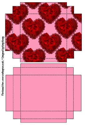 Valentines Hearts Gift Box with Lid in Pink