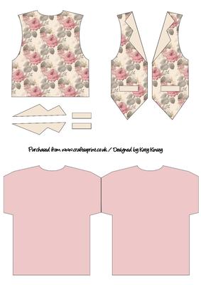 Soft Roses Waistcoat Shaped Card