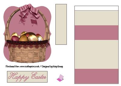 Easter Egg Basket Easel Card in Pink