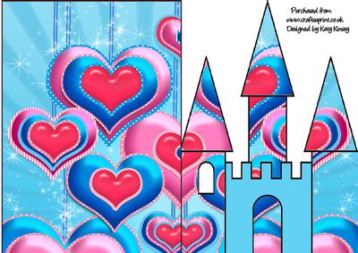 Valentines Hearts Castle A5 Shaped Front Print & Fold Card