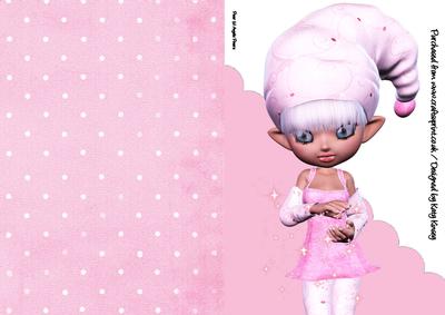 Pinkie the Christmas Elf A5 Shaped Front Print and Fold Card