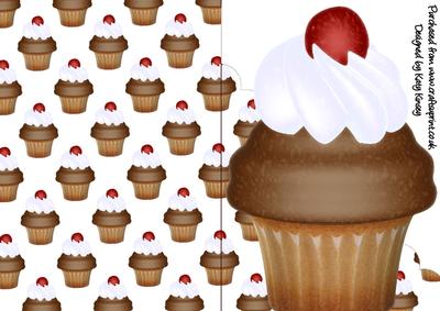 Yummy Chocolate Cupcake A5 Shaped Front Print and Fold Card