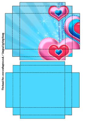 Valentines Hearts Gift Box with Lid in Blue