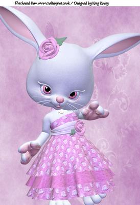 Easter Bunny Girl in Pink A4 Topper