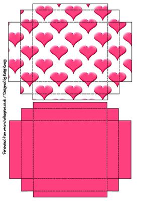 Bright Pink Hearts Gift Box with Lid
