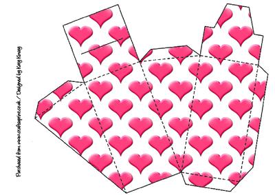 Bright Pink Hearts Cake Slice Gift Box
